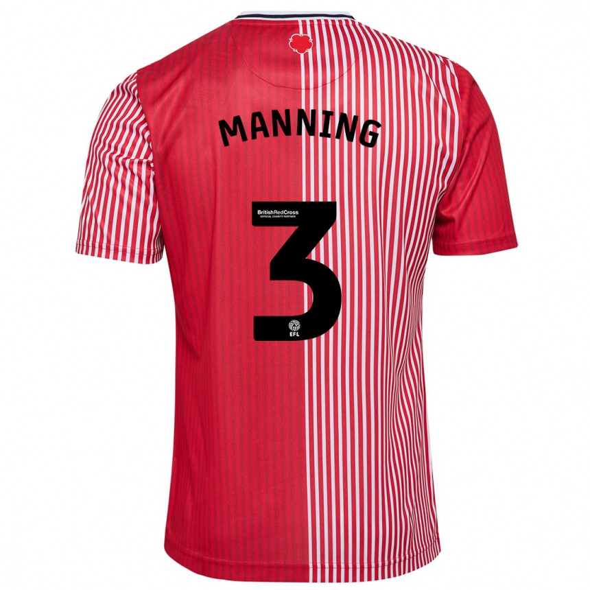 Kinder Fußball Ryan Manning #3 Rot Heimtrikot Trikot 2023/24 T-Shirt Luxemburg
