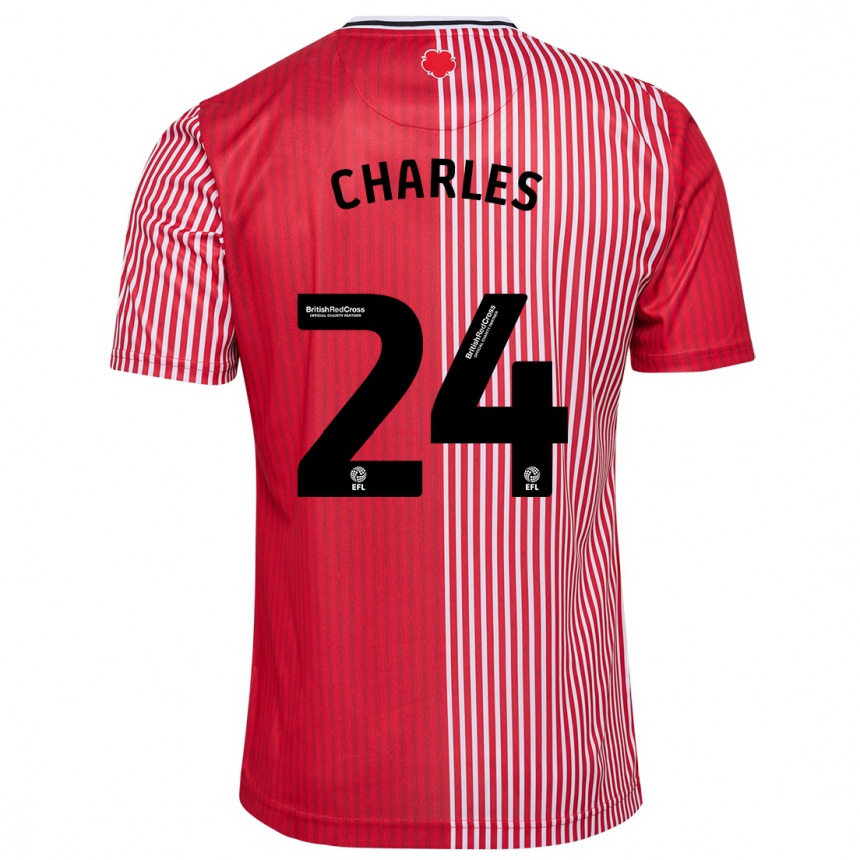 Kinder Fußball Shea Charles #24 Rot Heimtrikot Trikot 2023/24 T-Shirt Luxemburg