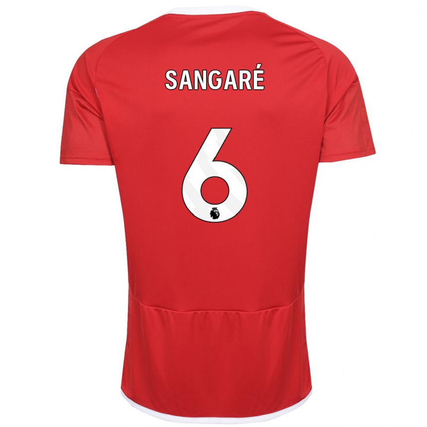 Kinder Fußball Ibrahim Sangaré #6 Rot Heimtrikot Trikot 2023/24 T-Shirt Luxemburg
