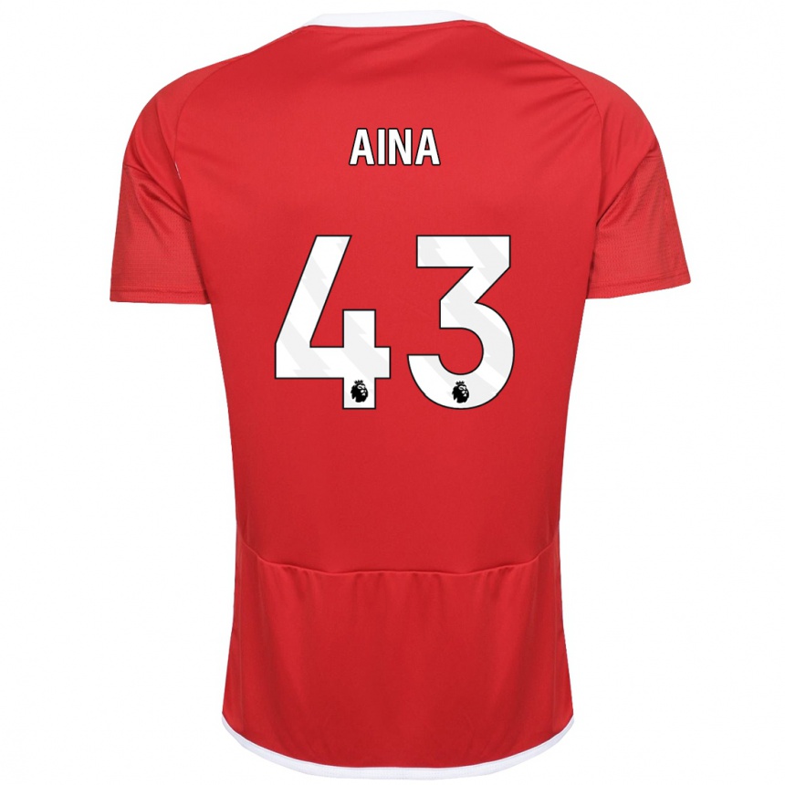 Kinder Fußball Ola Aina #43 Rot Heimtrikot Trikot 2023/24 T-Shirt Luxemburg