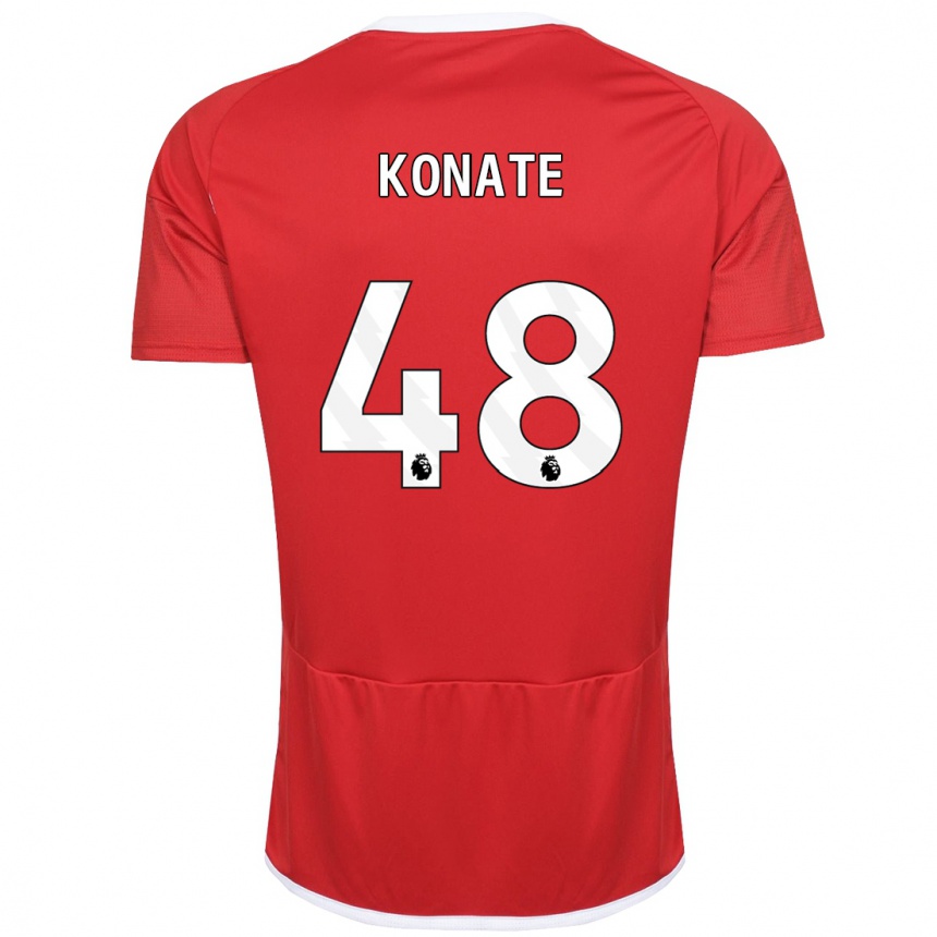 Kinder Fußball Ateef Konaté #48 Rot Heimtrikot Trikot 2023/24 T-Shirt Luxemburg