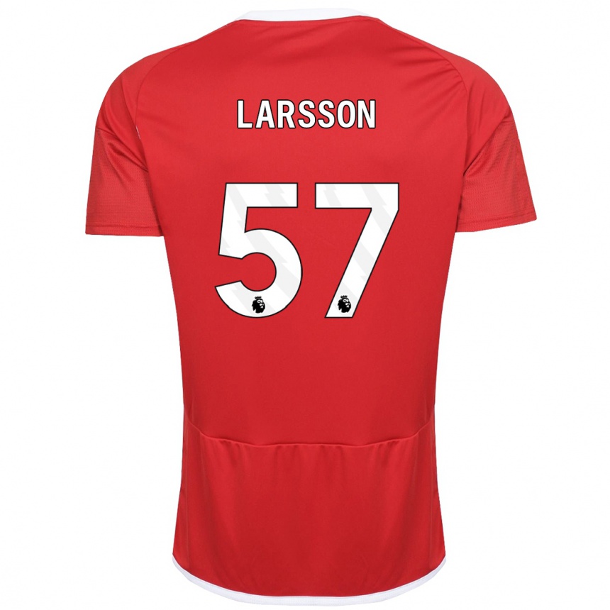 Kinder Fußball Julian Larsson #57 Rot Heimtrikot Trikot 2023/24 T-Shirt Luxemburg
