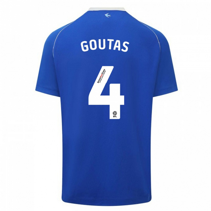 Kinder Fußball Dimitrios Goutas #4 Blau Heimtrikot Trikot 2023/24 T-Shirt Luxemburg