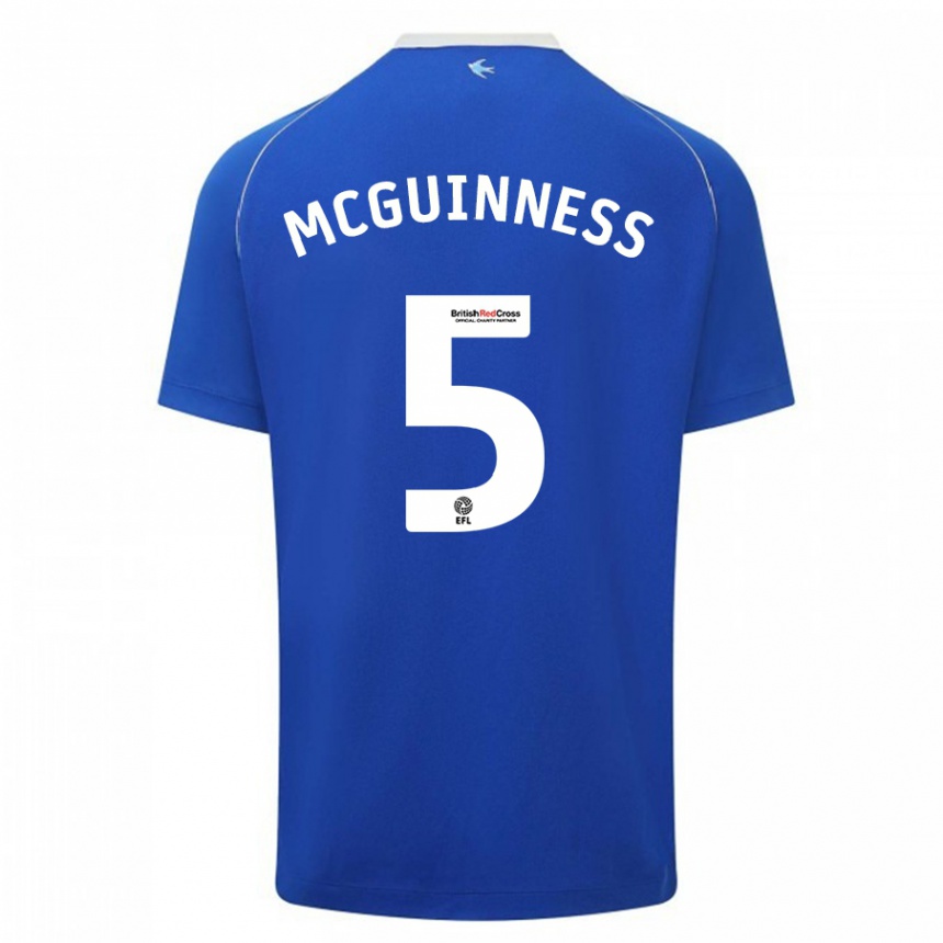 Kinder Fußball Mark Mcguinness #5 Blau Heimtrikot Trikot 2023/24 T-Shirt Luxemburg