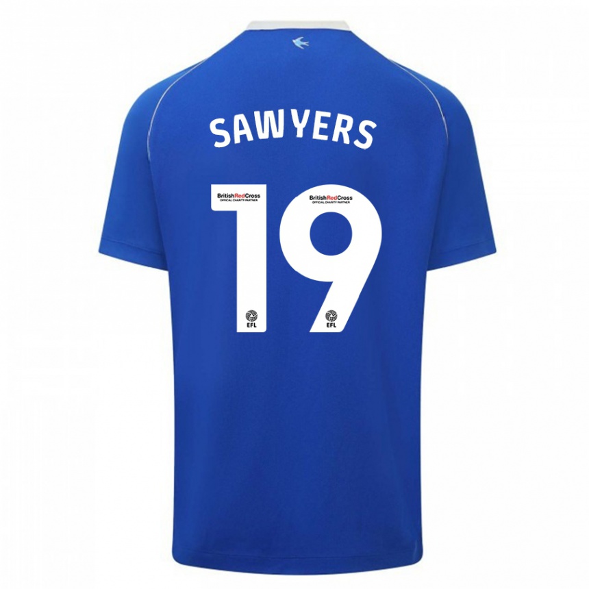 Kinder Fußball Romaine Sawyers #19 Blau Heimtrikot Trikot 2023/24 T-Shirt Luxemburg