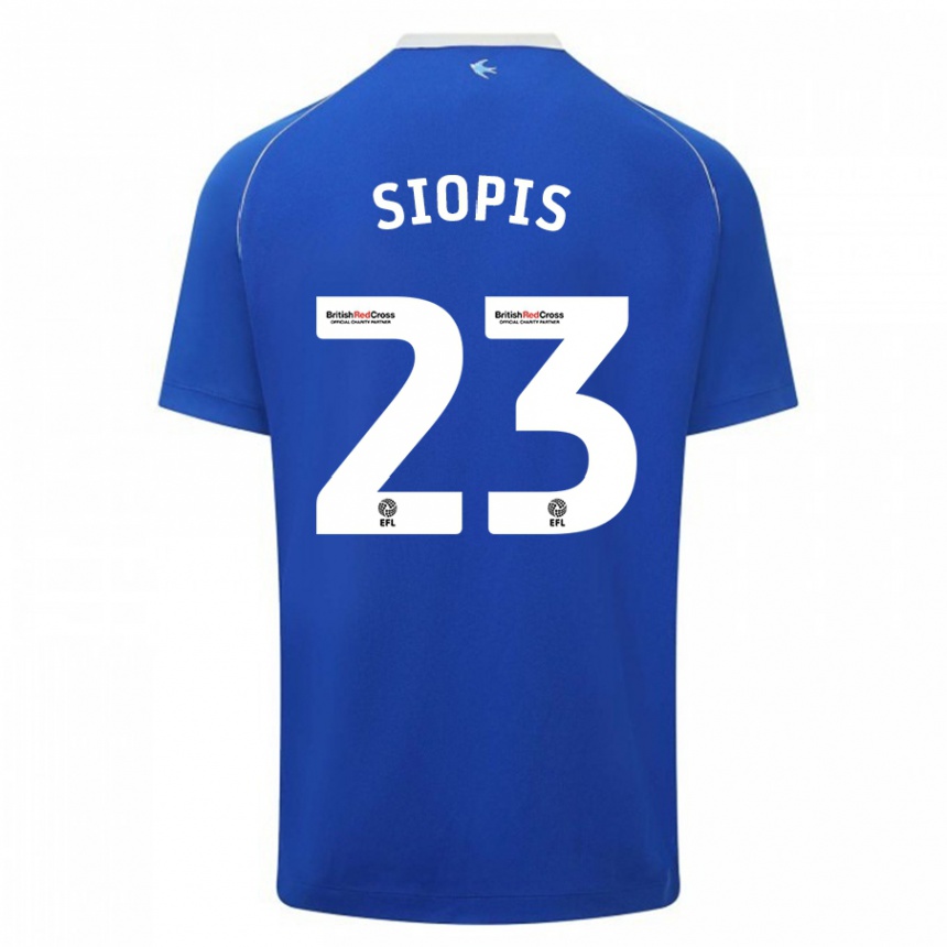 Kinder Fußball Manolis Siopis #23 Blau Heimtrikot Trikot 2023/24 T-Shirt Luxemburg