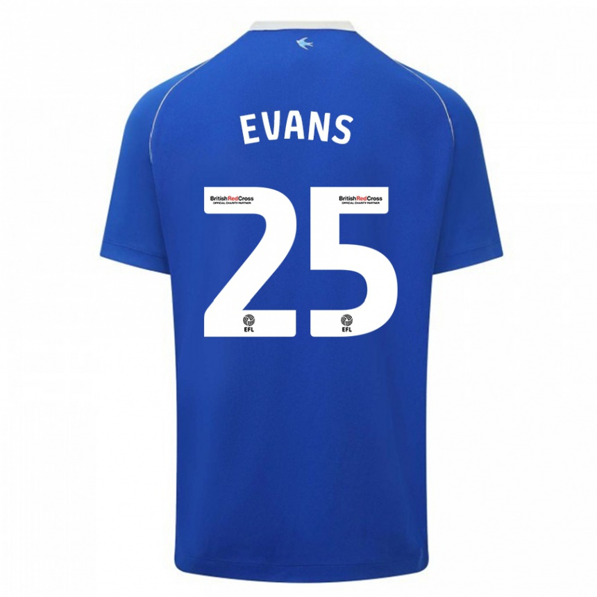 Kinder Fußball Kieron Evans #25 Blau Heimtrikot Trikot 2023/24 T-Shirt Luxemburg