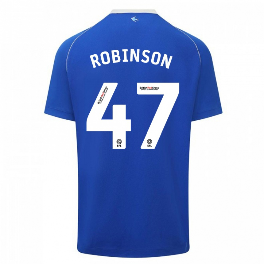 Kinder Fußball Callum Robinson #47 Blau Heimtrikot Trikot 2023/24 T-Shirt Luxemburg