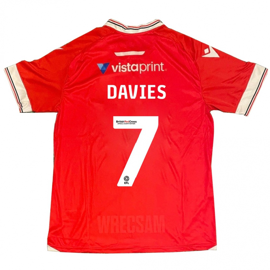 Kinder Fußball Jordan Davies #7 Rot Heimtrikot Trikot 2023/24 T-Shirt Luxemburg