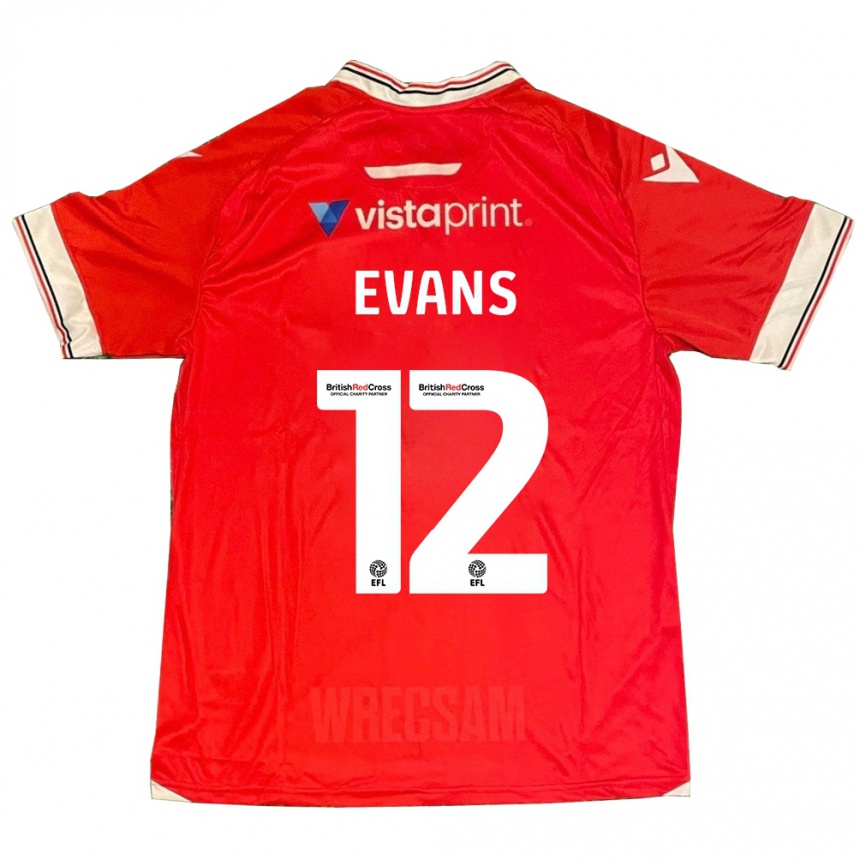 Kinder Fußball George Evans #12 Rot Heimtrikot Trikot 2023/24 T-Shirt Luxemburg