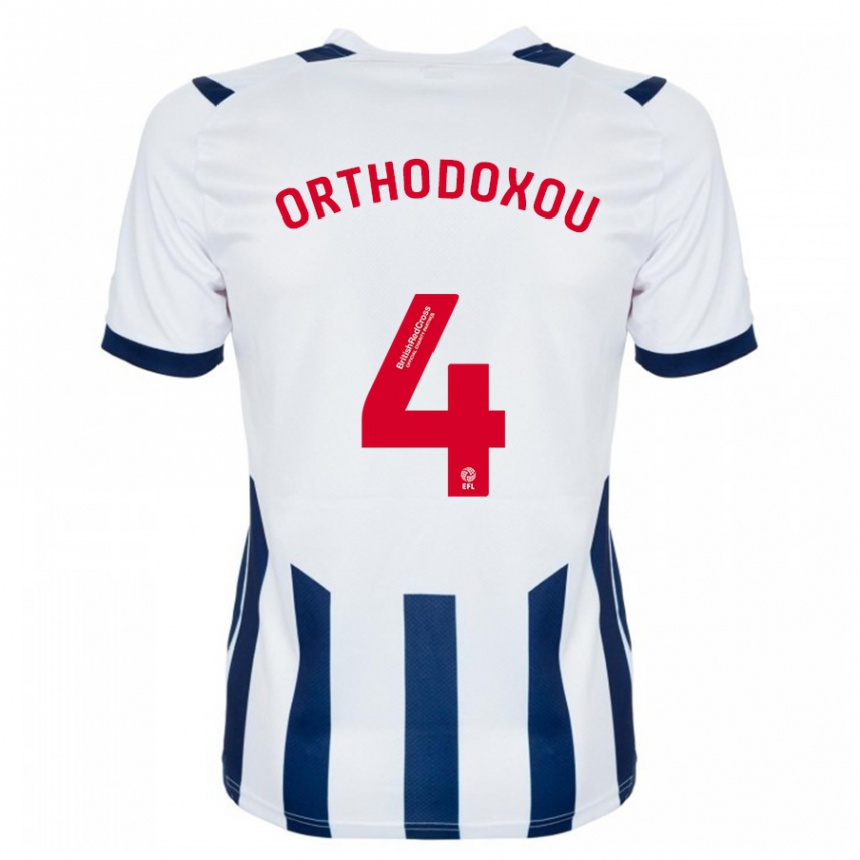 Kinder Fußball Francesca Orthodoxou #4 Weiß Heimtrikot Trikot 2023/24 T-Shirt Luxemburg