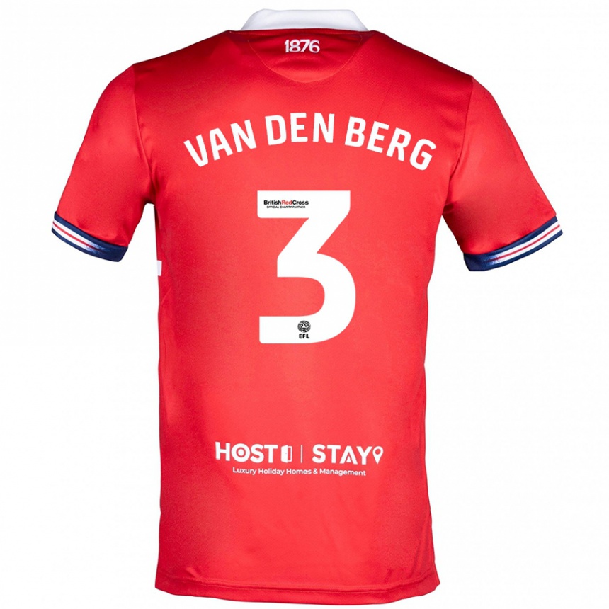 Kinder Fußball Rav Van Den Berg #3 Rot Heimtrikot Trikot 2023/24 T-Shirt Luxemburg