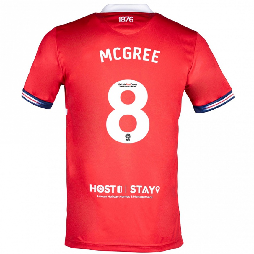 Kinder Fußball Riley Mcgree #8 Rot Heimtrikot Trikot 2023/24 T-Shirt Luxemburg
