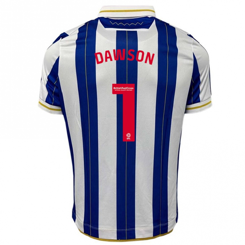 Kinder Fußball Cameron Dawson #1 Blau Weiss Heimtrikot Trikot 2023/24 T-Shirt Luxemburg