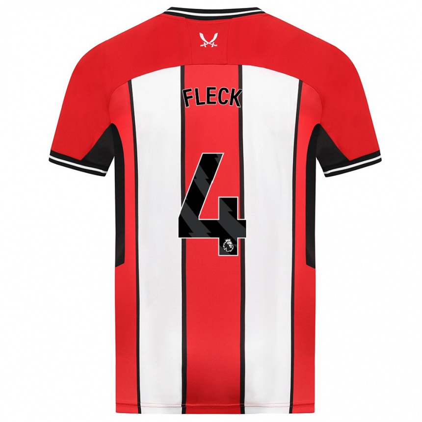 Kinder Fußball John Fleck #4 Rot Heimtrikot Trikot 2023/24 T-Shirt Luxemburg