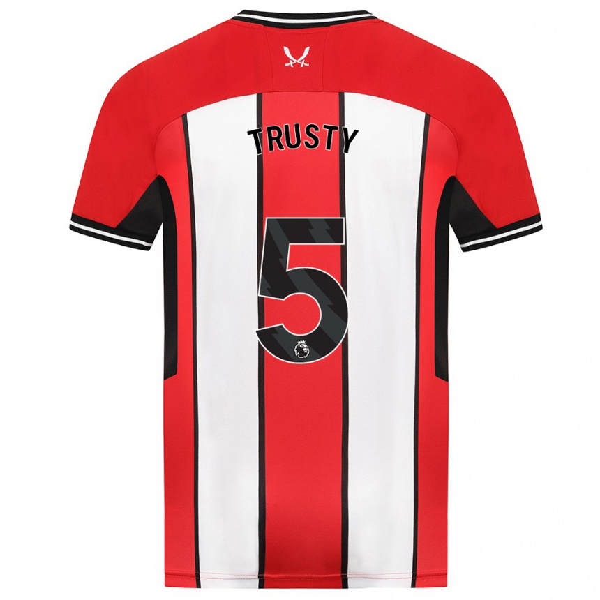 Kinder Fußball Auston Trusty #5 Rot Heimtrikot Trikot 2023/24 T-Shirt Luxemburg