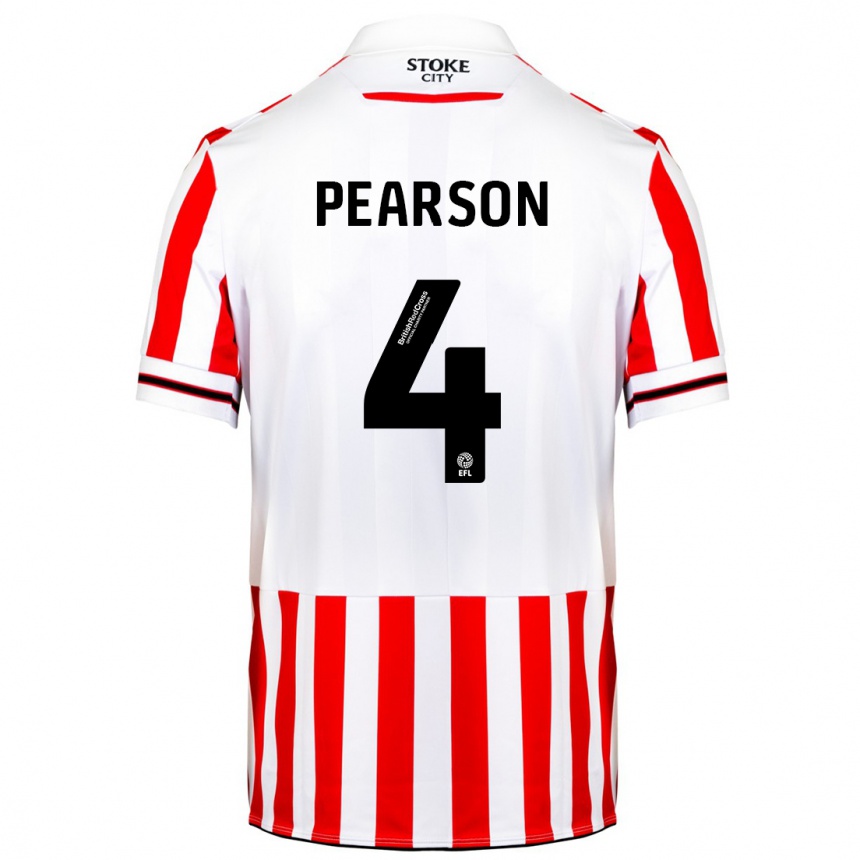 Kinder Fußball Ben Pearson #4 Rot-Weiss Heimtrikot Trikot 2023/24 T-Shirt Luxemburg