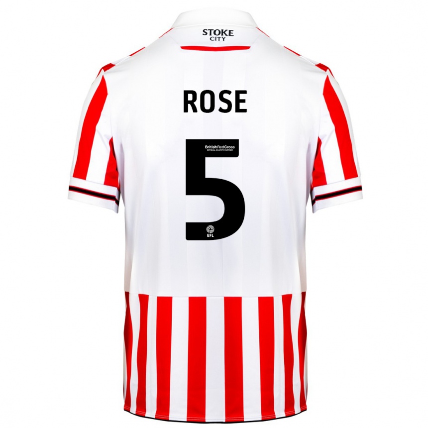 Kinder Fußball Michael Rose #5 Rot-Weiss Heimtrikot Trikot 2023/24 T-Shirt Luxemburg