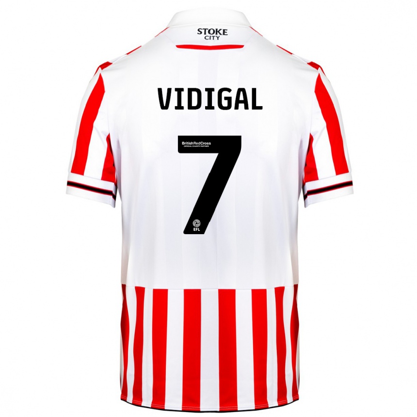 Kinder Fußball André Vidigal #7 Rot-Weiss Heimtrikot Trikot 2023/24 T-Shirt Luxemburg