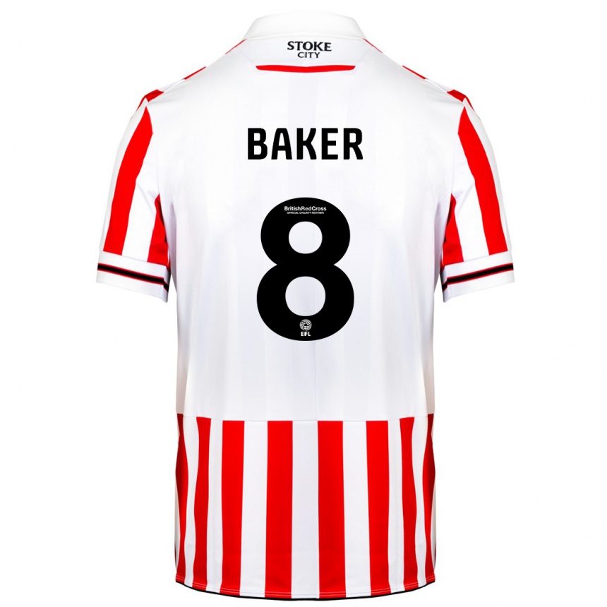 Kinder Fußball Lewis Baker #8 Rot-Weiss Heimtrikot Trikot 2023/24 T-Shirt Luxemburg