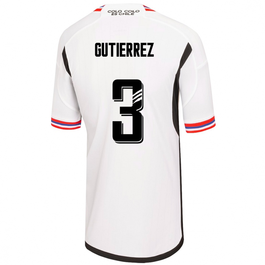 Kinder Fußball Daniel Gutiérrez #3 Weiß Heimtrikot Trikot 2023/24 T-Shirt Luxemburg