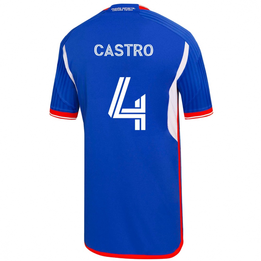 Kinder Fußball José Ignacio Castro #4 Blau Heimtrikot Trikot 2023/24 T-Shirt Luxemburg