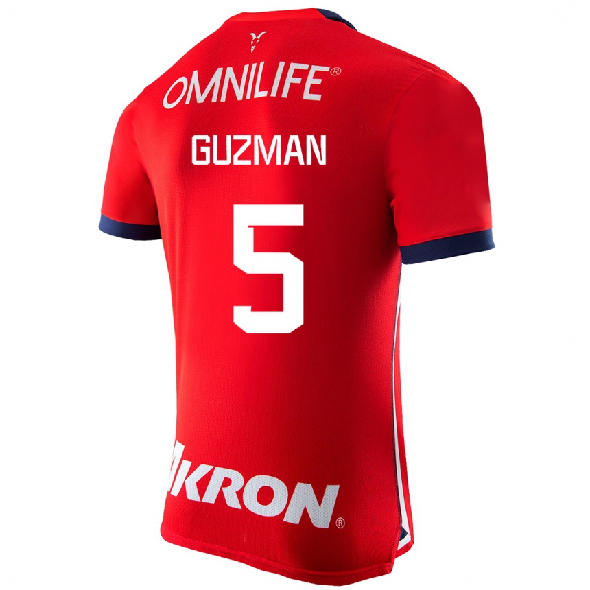 Kinder Fußball Víctor Guzmán #5 Rot Heimtrikot Trikot 2023/24 T-Shirt Luxemburg