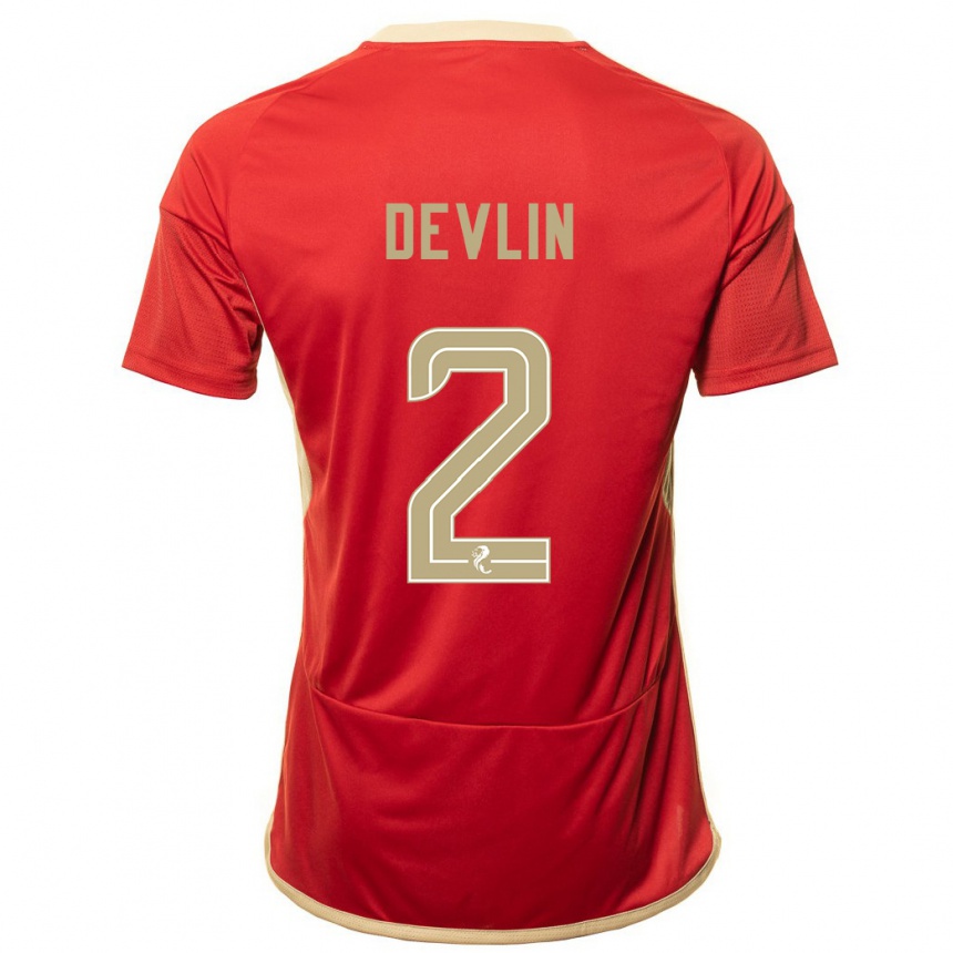 Kinder Fußball Nicky Devlin #2 Rot Heimtrikot Trikot 2023/24 T-Shirt Luxemburg