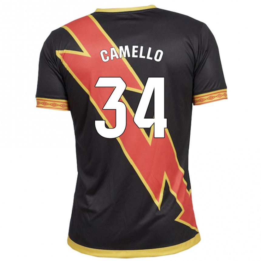 Kinder Fußball Sergio Camello #34 Schwarz Auswärtstrikot Trikot 2023/24 T-Shirt Luxemburg
