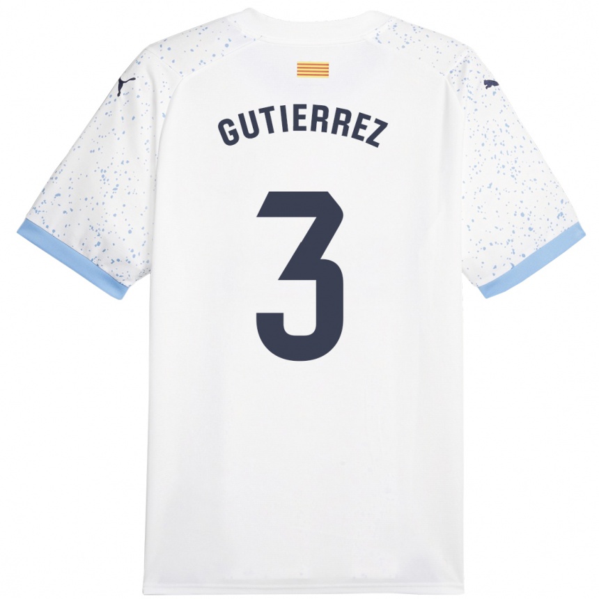 Kinder Fußball Miguel Gutiérrez #3 Weiß Auswärtstrikot Trikot 2023/24 T-Shirt Luxemburg