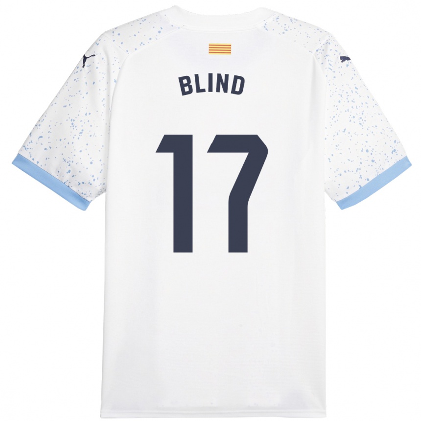 Kinder Fußball Daley Blind #17 Weiß Auswärtstrikot Trikot 2023/24 T-Shirt Luxemburg