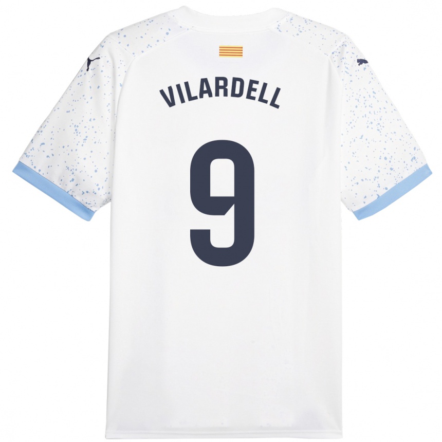 Kinder Fußball Júlia Vilardell #9 Weiß Auswärtstrikot Trikot 2023/24 T-Shirt Luxemburg