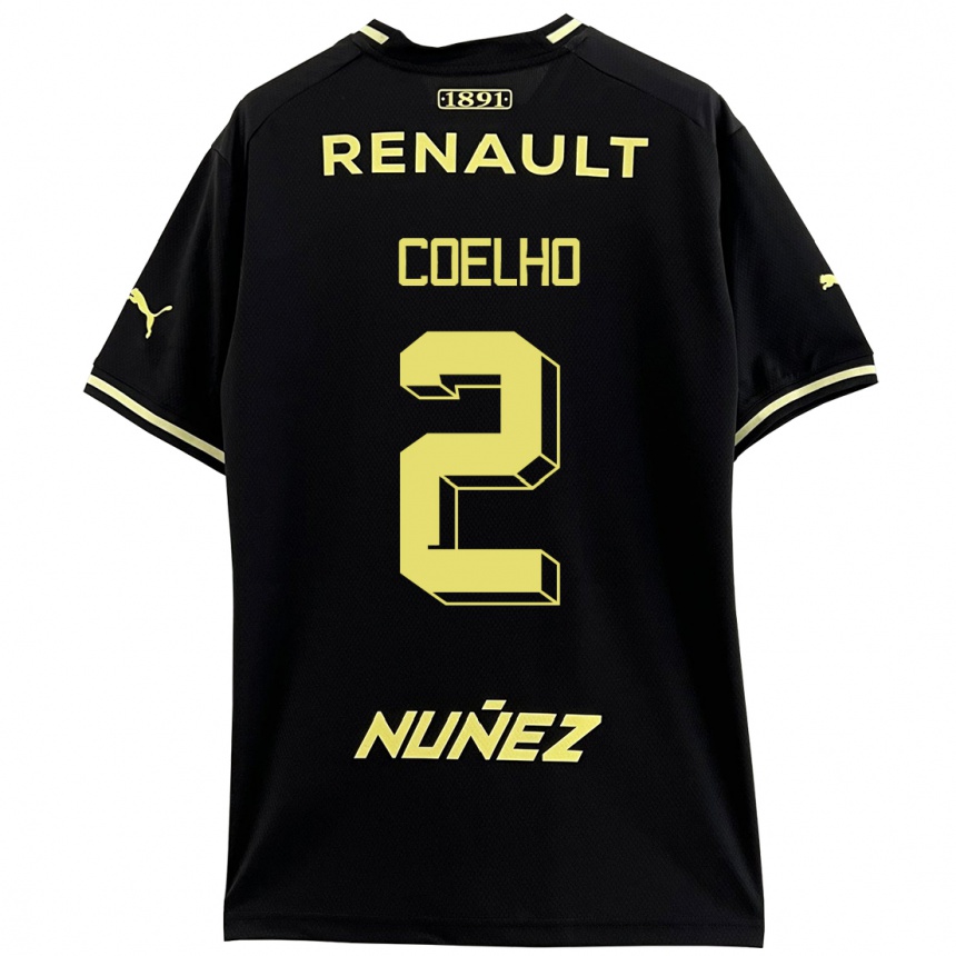 Kinder Fußball Léo Coelho #2 Schwarz Auswärtstrikot Trikot 2023/24 T-Shirt Luxemburg