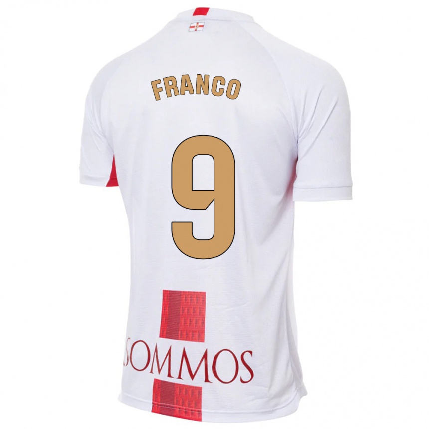 Kinder Fußball Santi Franco #9 Weiß Auswärtstrikot Trikot 2023/24 T-Shirt Luxemburg