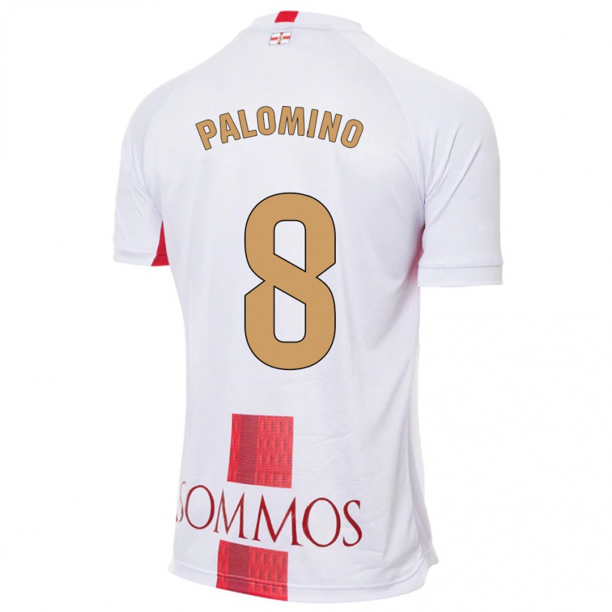 Kinder Fußball Laura Palomino #8 Weiß Auswärtstrikot Trikot 2023/24 T-Shirt Luxemburg