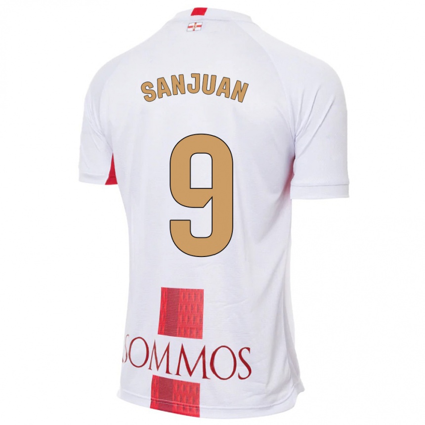 Kinder Fußball Royo Sanjuan #9 Weiß Auswärtstrikot Trikot 2023/24 T-Shirt Luxemburg