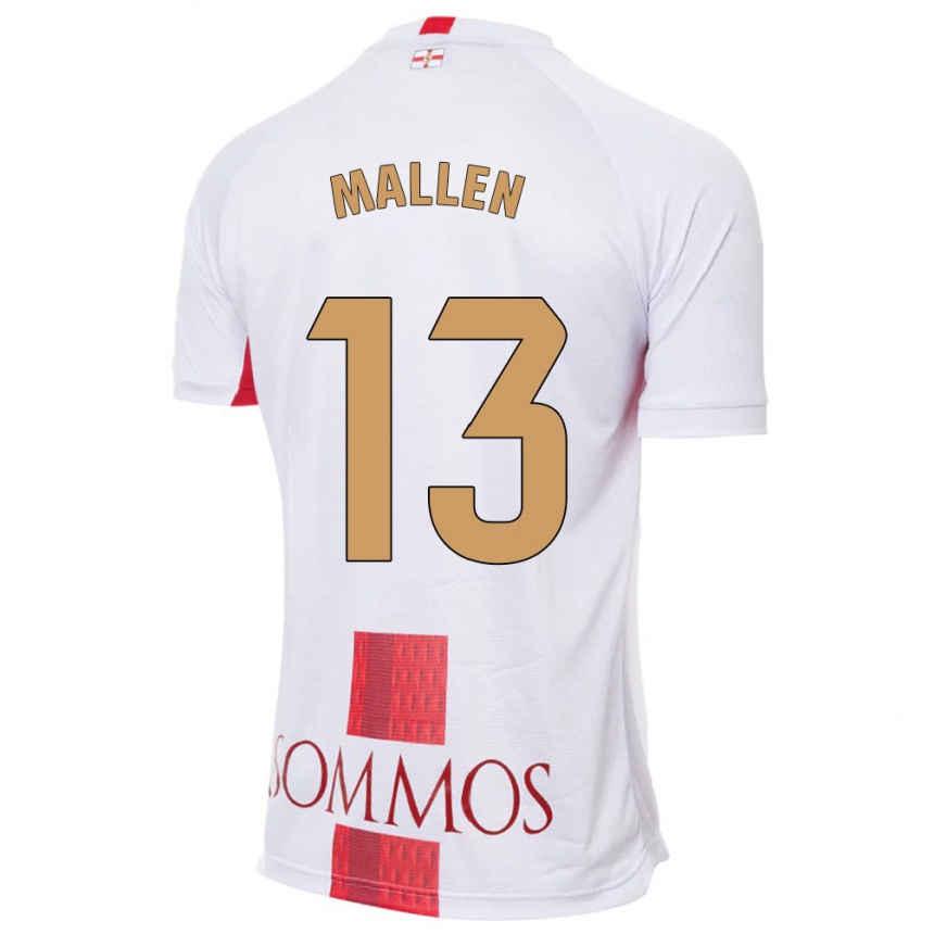Kinder Fußball Lucía Mallén #13 Weiß Auswärtstrikot Trikot 2023/24 T-Shirt Luxemburg