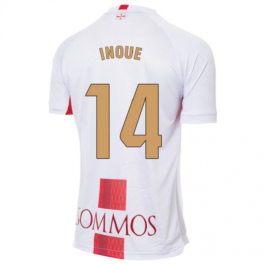 Kinder Fußball Moe Inoue #14 Weiß Auswärtstrikot Trikot 2023/24 T-Shirt Luxemburg