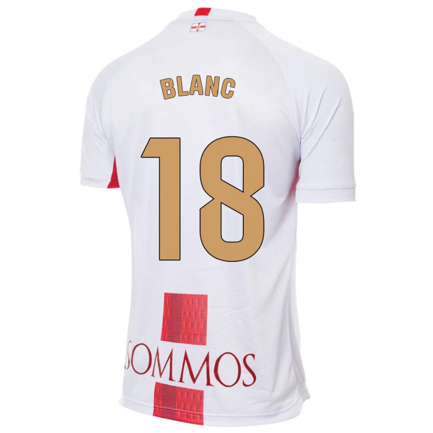 Kinder Fußball Laia Blanc #18 Weiß Auswärtstrikot Trikot 2023/24 T-Shirt Luxemburg