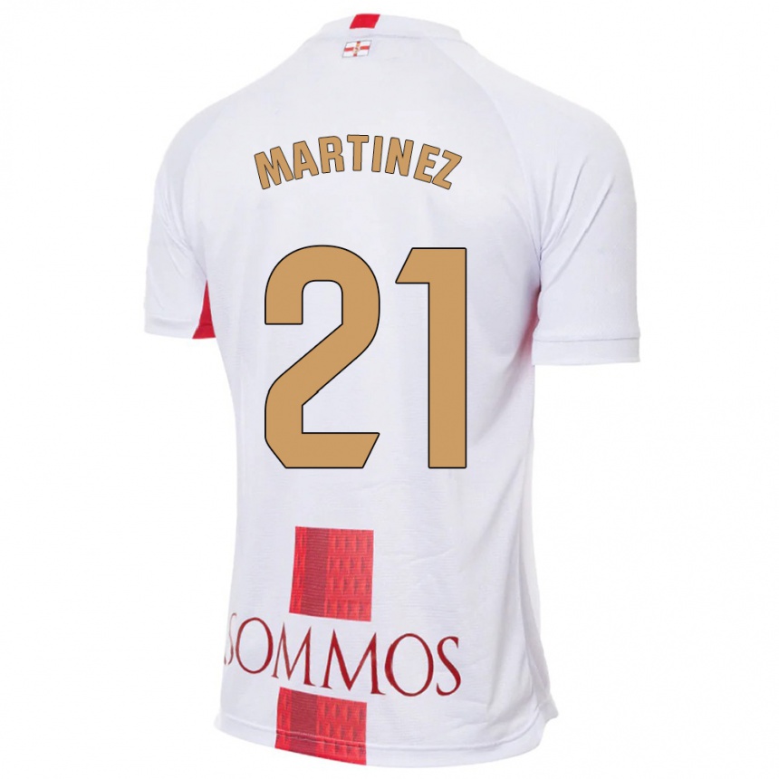 Kinder Fußball Alejandra Martínez #21 Weiß Auswärtstrikot Trikot 2023/24 T-Shirt Luxemburg