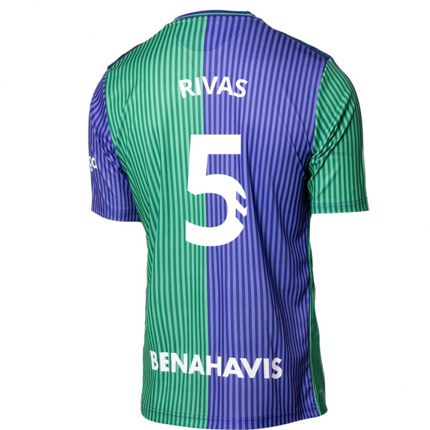 Kinder Fußball Juande Rivas #5 Grün Blau Auswärtstrikot Trikot 2023/24 T-Shirt Luxemburg