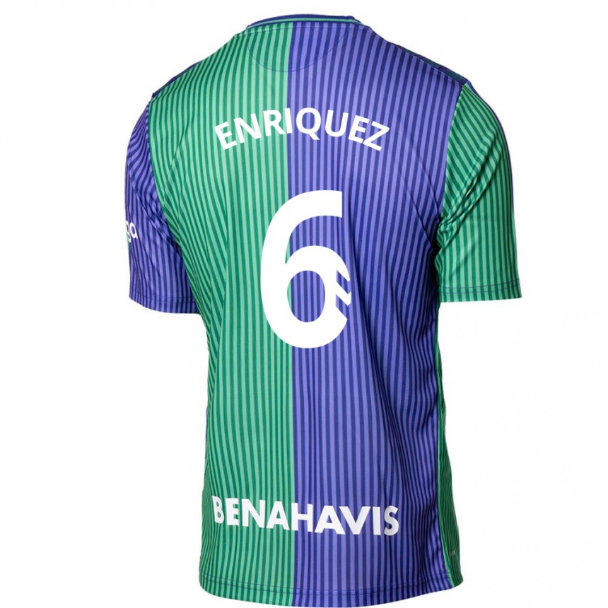Kinder Fußball Ramón Enríquez #6 Grün Blau Auswärtstrikot Trikot 2023/24 T-Shirt Luxemburg