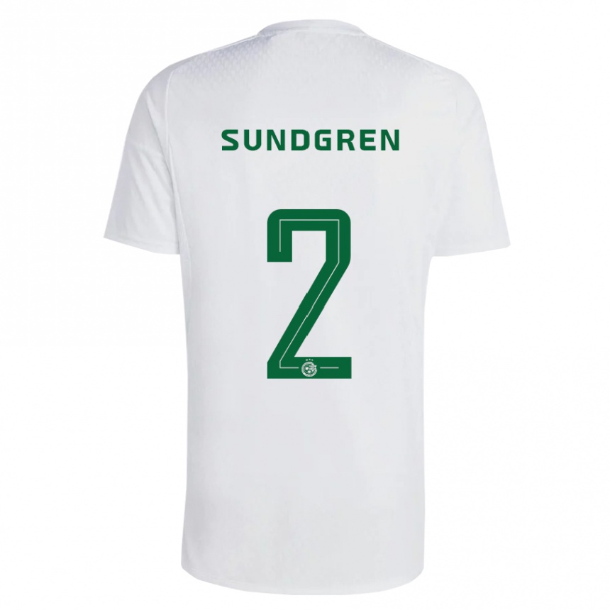 Kinder Fußball Daniel Sundgren #2 Grün Blau Auswärtstrikot Trikot 2023/24 T-Shirt Luxemburg
