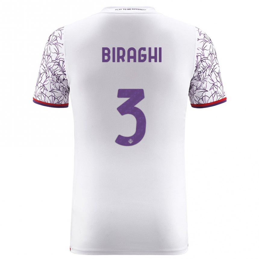 Kinder Fußball Cristiano Biraghi #3 Weiß Auswärtstrikot Trikot 2023/24 T-Shirt Luxemburg