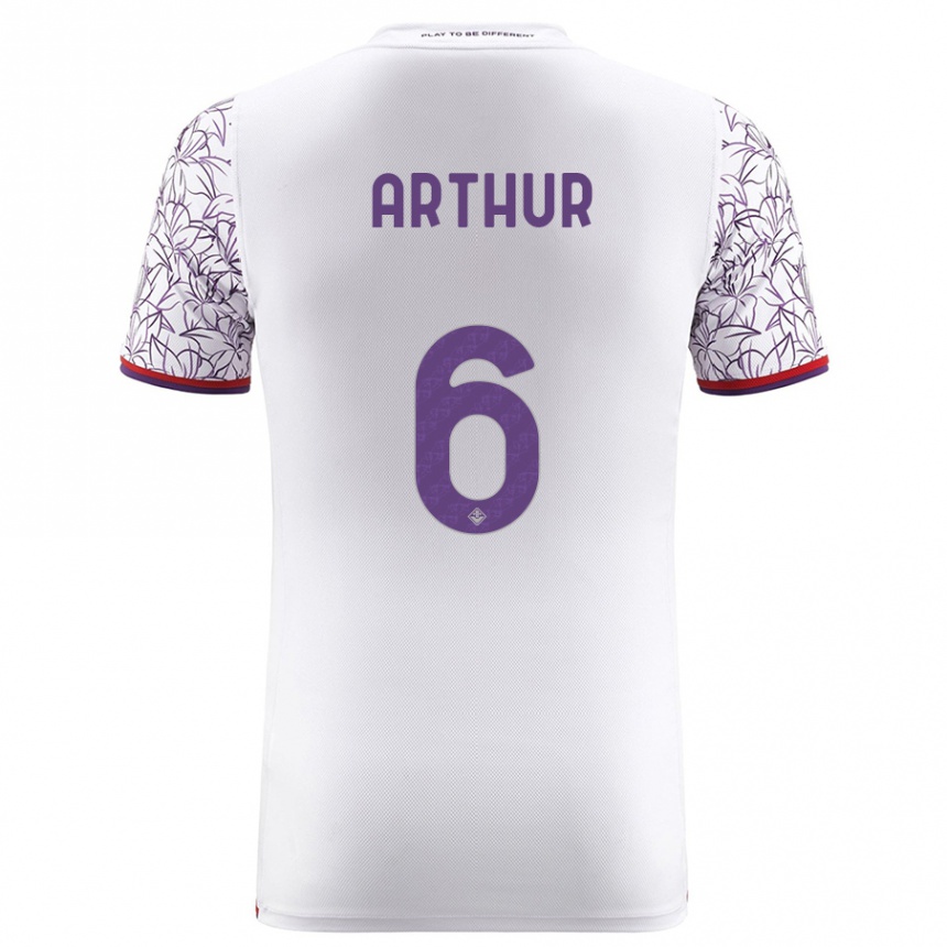Kinder Fußball Arthur Melo #6 Weiß Auswärtstrikot Trikot 2023/24 T-Shirt Luxemburg