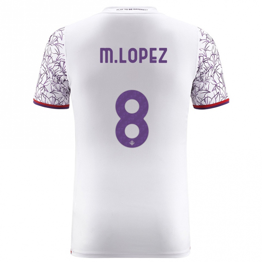 Kinder Fußball Maxime López #8 Weiß Auswärtstrikot Trikot 2023/24 T-Shirt Luxemburg