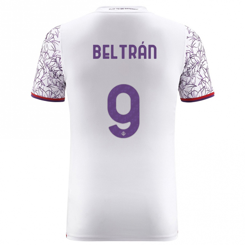 Kinder Fußball Lucas Beltrán #9 Weiß Auswärtstrikot Trikot 2023/24 T-Shirt Luxemburg