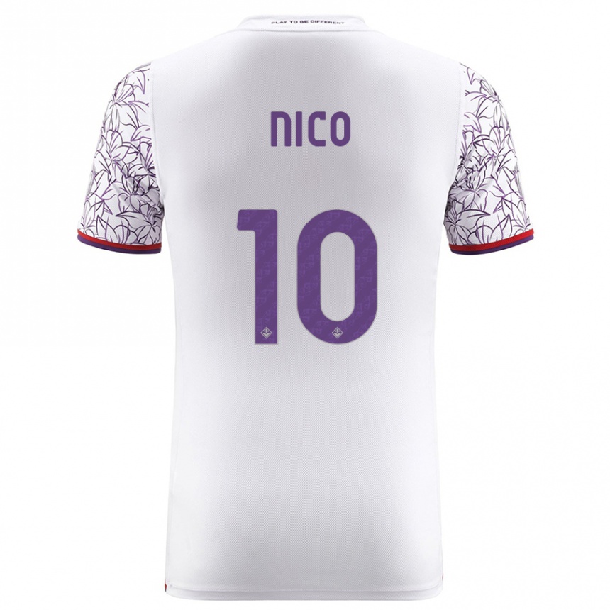 Kinder Fußball Nicolás González #10 Weiß Auswärtstrikot Trikot 2023/24 T-Shirt Luxemburg