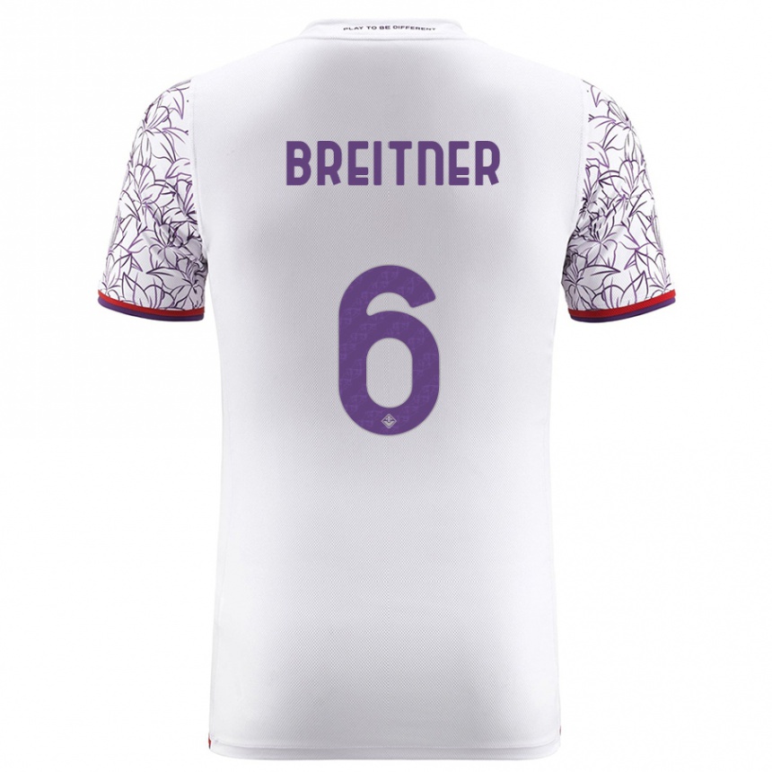 Kinder Fußball Stephanie Breitner #6 Weiß Auswärtstrikot Trikot 2023/24 T-Shirt Luxemburg