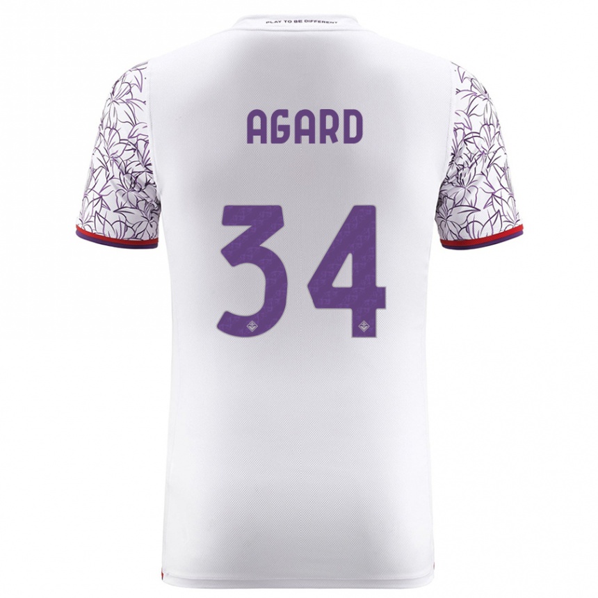 Kinder Fußball Laura Agard #34 Weiß Auswärtstrikot Trikot 2023/24 T-Shirt Luxemburg